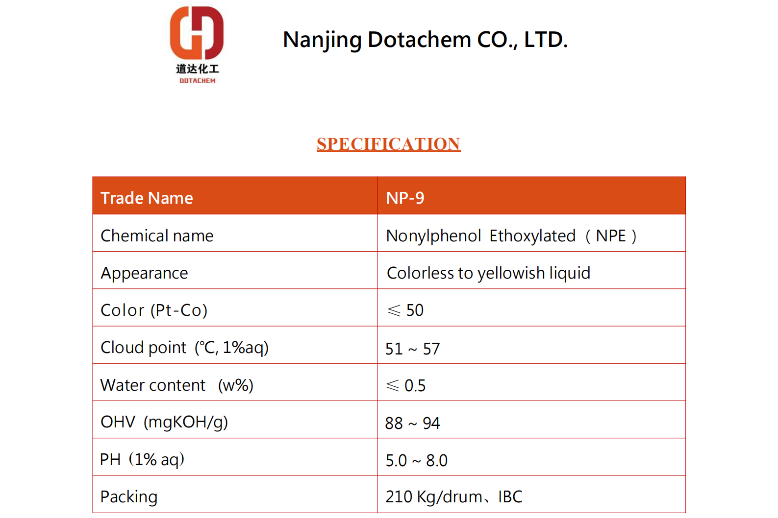 Nonilfenol Etoksile-9-TDS-Dotachem
